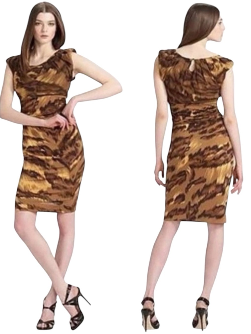 Diane Von Furstenberg Jamila Brown Silk Sheath Dress Size 10